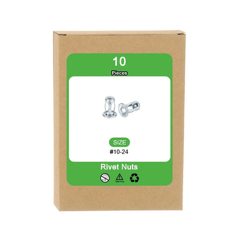 Multi Grip Rivet Nut Set 10Pcs 10-24 Thread Carbon Steel Blind Rivet Nuts With Zinc Finish Box Packaging