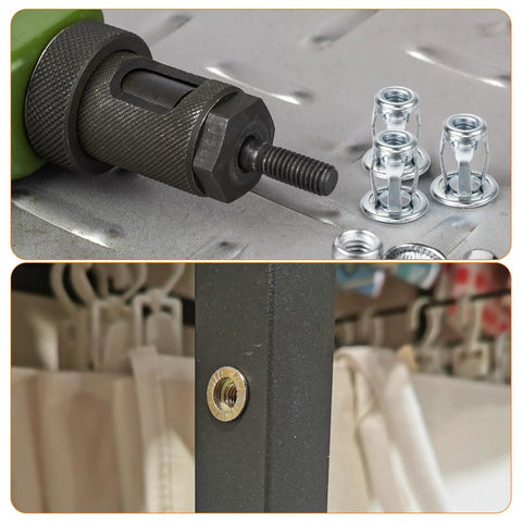 Multi Grip Rivet Jack Nuts Set M5 0.8 Petal Carbon Steel With Zinc Finish 25 Pieces shown installed and ready for use.