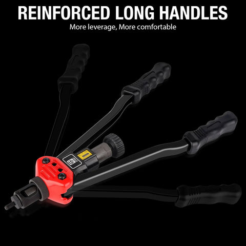 Close-up of 16-inch Rivet Nut Tool with reinforced long handles for comfort and leverage