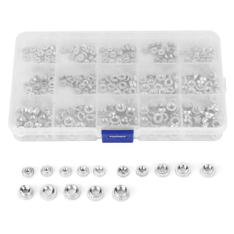 300Pcs Self Clinching Rivet Nuts Set in plastic case for sheet metal M2 M2.5 M3 M4 M5 galvanized and rust resistant