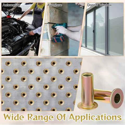 Wide range of applications for 50 Pcs 5/16-18 Rivet Nuts Pro-Grade Multi-Grip Steel Threaded Inserts Zinc Plated for metal and plastic