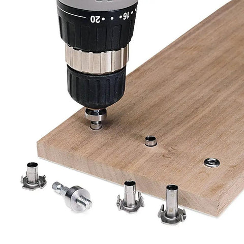 Drill inserting Riveting T Nut For One Half Inch Thick Material Ten Pack Silver With One Quarter Twenty Internal Thread Compatible