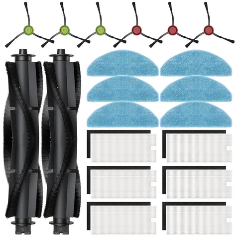 Replacement Parts Kit For G8000 Max And L8000 Pro Robot Vacuums Includes 2 Main Brushes 6 Side Brushes 6 HEPA Filters And 6 Mop Pads Compatible With G8000 Max And L8000 Pro 2025 Version For Easy Maintenance