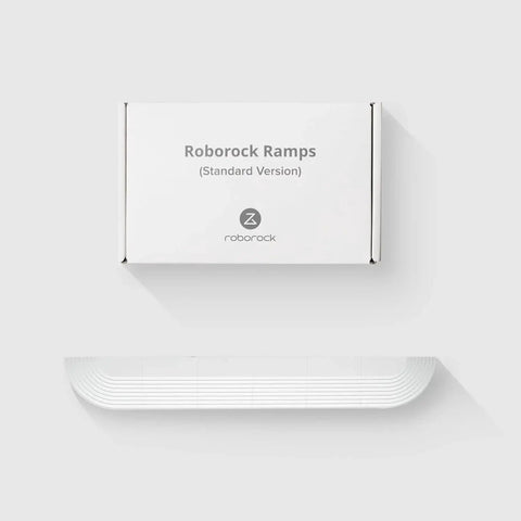 Threshold Strip For All Series Robot Vacuums Compatible With All Series Models Enables Smooth Traversal Of A 28 Millimeter Threshold And Supports Up To 150 Kilograms Suitable For Dark Or Recessed Thresholds And For Thresholds Wider Than 10 Centimeters shown in packaging with ramp
