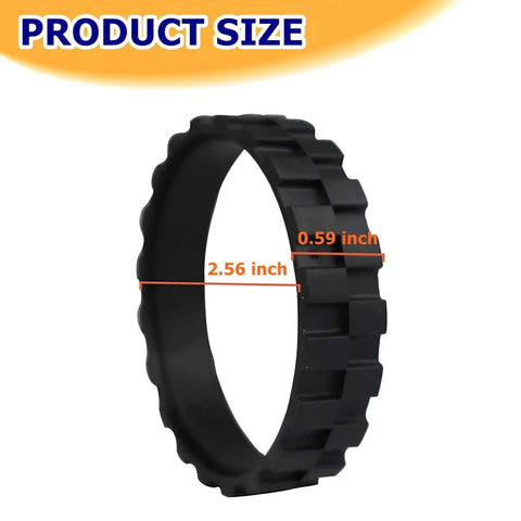 Product size of Anti Slip Replacement Tire Set For J7 I7 S9 500 600 700 800 900 E3 E5 Robot Vacuum Cleaners showing dimensions.