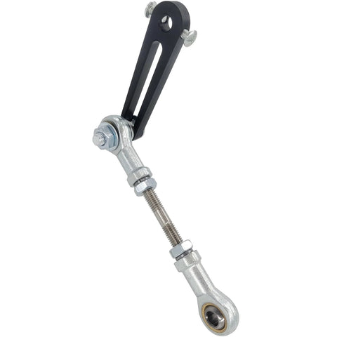 JQDML rocker arm motor lever for reciprocating actuator, black arm with silver threaded rod and mounting eye