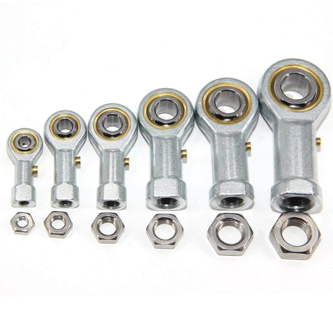 4pcs PHSB8 Rod End Bearings 1/2-inch Bore Pre-Lubricated Bearings 1/2-20 Female Thread Right Hand with Jam Nuts, front view