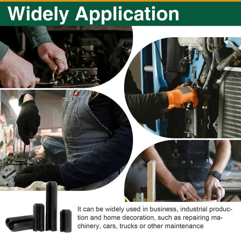Mechanics using 460 Piece Roll Pin Set Of Slotted Spring Pins in metric sizes for auto shop gearhead projects