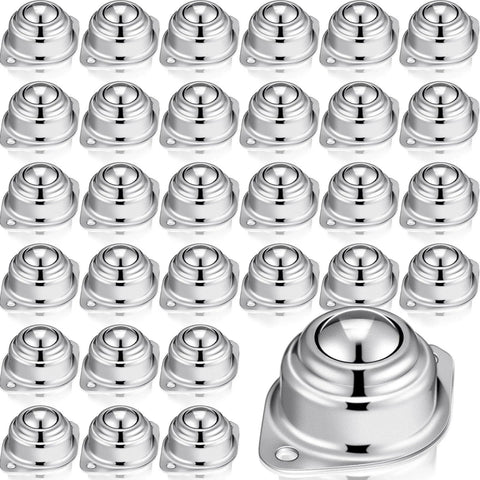 30 Pcs 1" Roller Ball Transfer Bearing 400 Lbs Load Capacity Carbon Steel Round Ball Transfer Unit Universal Casters for Conveyor Roller Stand Transmission System Furniture arranged in rows