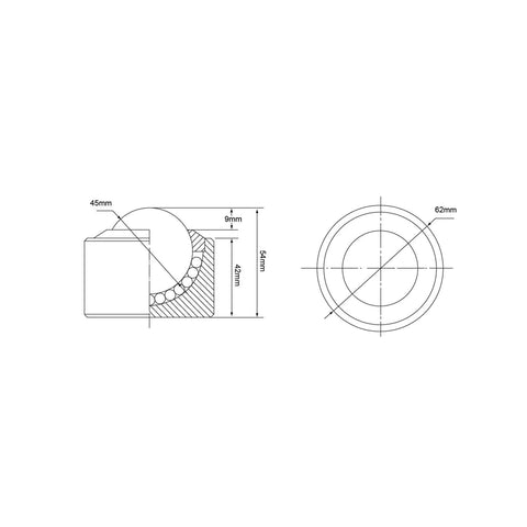 Technical diagram of Roller Ball Transfer Bearings Casters - Heavy Duty Conveyor Ball Transfer Unit for Transmission Equipment, 45mm Diameter.