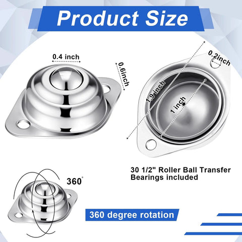 30 Pcs Roller Ball Transfer Bearings Set In Carbon Steel For Universal Casters And Conveyor Roller Stand Applications, One Half Inch