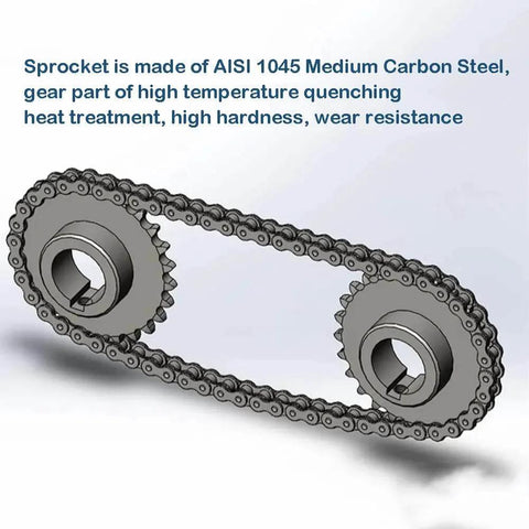 Roller Chain Sprocket B Type 12.7mm Pitch, 10 Teeth, Five Eighth Inch Bore, Hardened AISI 1045 Steel, Rust Resistant chain drive