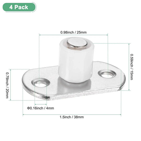 4 Pack Roller Guide Sliding Floor Guides For Barn Doors And Closet Doors Durable White Finish 4mm Diameter And 0.16 Inch Diameter Drawer Slides Stopper Cabinet Hardware Accessory