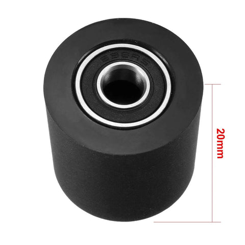 Close-up of 20mm black roller idler bearing for 2pcs 8x30x20mm Roller Idler Bearing Pulley Sliding Conveyor Wheel in automation systems