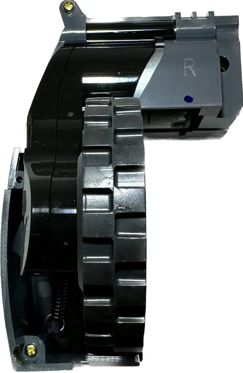 Side view of Authentic OEM Left And Right Replacement Wheels For Roomba 500 600 700 800 900 Series, black plastic design