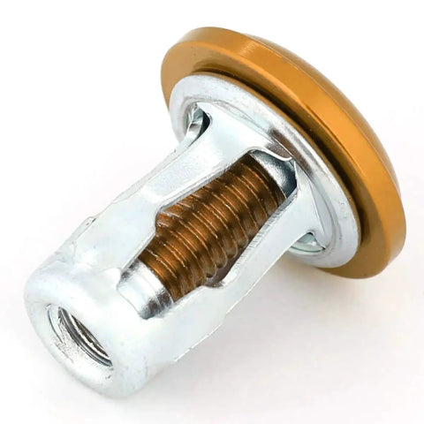Close-up of a rose gold fender washer and bolt from the Rose Gold Fender Washer Kit M6 1 Thread Bolts and Washers 10 Piece
