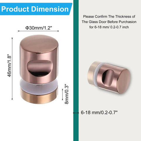 Rose Gold Round Sliding Shower Door Handle Single Side Pull With Screw Hardware Replacement Parts For 6 To 18 Mm Glass Doors