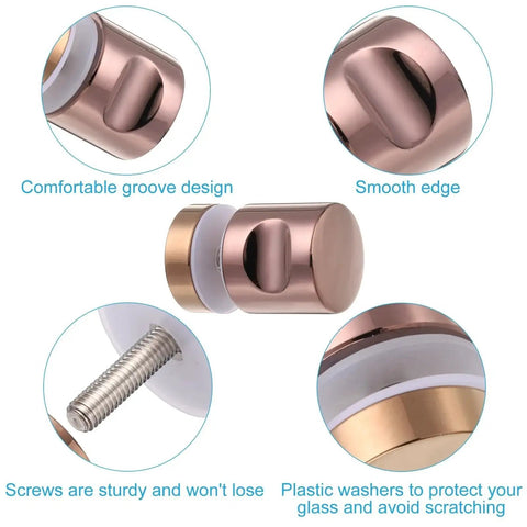 Rose Gold Round Sliding Shower Door Handle Single Side Pull With Screw Hardware Replacement Parts for 6 to 18 Mm Glass Doors view