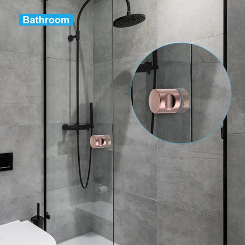 Rose Gold Round Sliding Shower Door Handle Single Side Pull With Screw Hardware Replacement Parts For 6 To 18 Mm Glass Doors 30 Mm Outer Diameter 46 Mm Total Height Column Style Durable Zinc Alloy Construction For Long Lasting Use In Wet Bathrooms