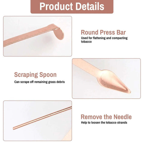 9 Pack 3 In 1 Metal Cleaning Tools Set Stainless Steel Tamper Reamer Pick Multi Tool with rose gold finishes details.