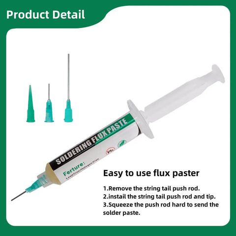 No Clean Soldering Flux Paste for Electronics Rosin Flux Lead Free 10cc in syringe with applicator tips
