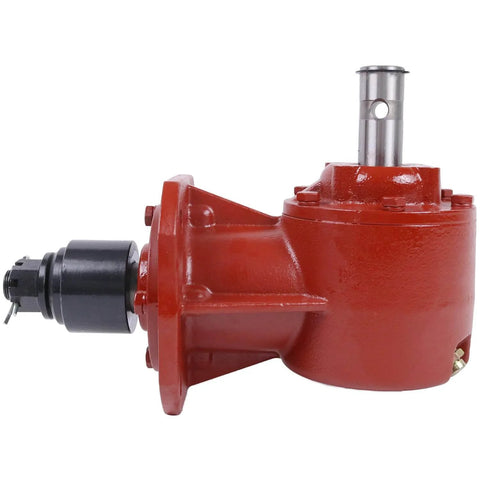 Side view of red RC30 Rotary Cutter Gearbox 40 HP 45HP with 1-3/8 Smooth Input Shaft and 12 splines, fits 4' and 5' mowers.