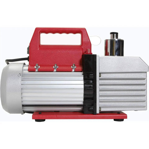 Economy 2-Stage Rotary Vane Vacuum Pump For Commercial Refrigeration With 8 CFM Free Air Flow, chrome red silver finish