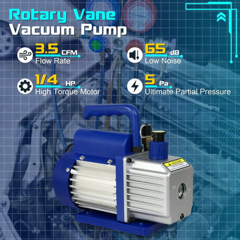 Powerful 3.5 CFM Single Stage Vacuum Pump For HVAC R410A Systems With 1/4 HP Motor Zeny 1/4 Inch Flare Inlet 0 To 400 PSI Gauge