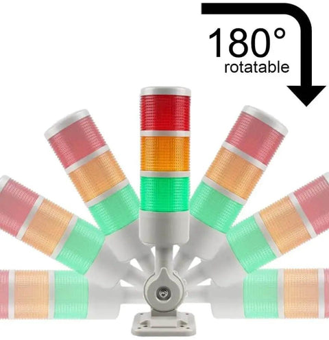 Beefed Up Industrial LED Signal Tower Stack Light With Rotatable Base And Buzzer Three Layer Andon Lights 12V 24V DC