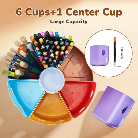 Rotating Art Supplies Organizer With 360 Spin Base And Large Removable Caddy For Desk And Classroom Use 11 By 11 By 5 Inch Storage