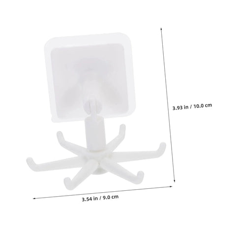 White plastic rotating kitchen utensil holder hanger with dimensions, part of 4pcs Rotating Kitchen Utensil Holder Hangers Space Saving set