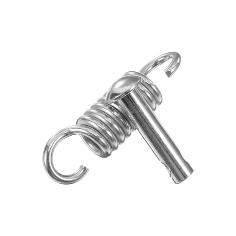 Durable 360 degree rotating spring steel hooks with anti corrosion coating for ceiling mounts, shown in silver metal.