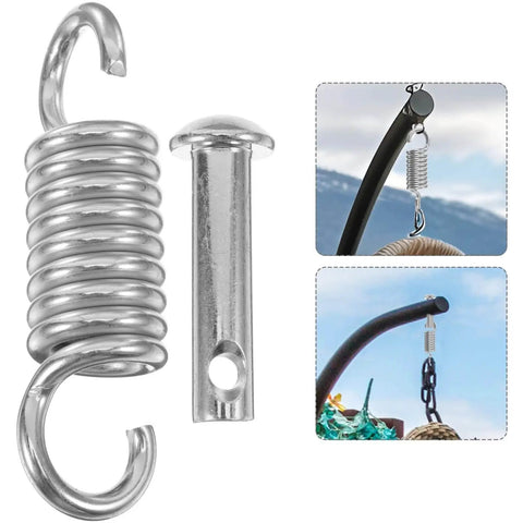 Durable 360 degree rotating spring steel hooks with anti corrosion coating, ideal for indoor outdoor use, installed examples