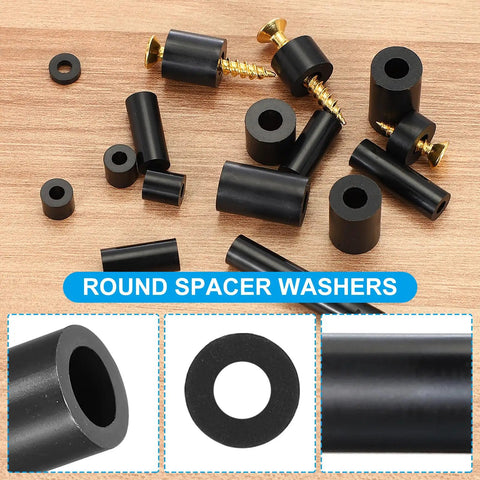 Bulk 50 Pack ABS Round Spacers 4mm ID 7mm OD 5mm Thick For M4 Screws Bolts Black Non Conductive Washers Unthreaded Plastic Spacers