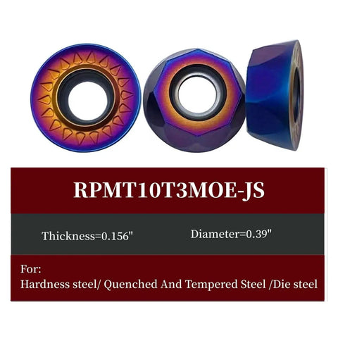 Five Eighths Inch And Three Quarters Inch Lathe Turning Holders Set With Round Carbide Inserts RPMT08T2 RPMT10T3 WNMG432 displayed