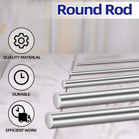 0.375 Inch Diameter 8 Inch Long 304 Stainless Steel Solid Round Rods Set of 2 displayed on a surface for DIY metalworking and crafting.