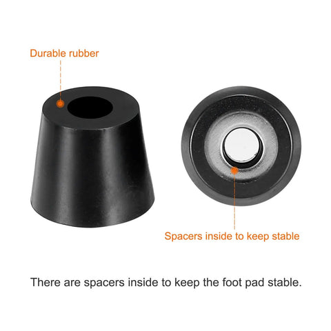 Round Rubber Cutting Board Feet 12 Pack With Stainless Steel Screws Non Slip Bumpers For Furniture Chairs Desks Electronics Durable Shock Absorbing Pads showing close-up of rubber build and spacers for stability