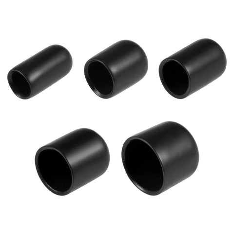 25pcs Round Rubber End Caps Protective Caps 1/4" 3/8" 1/2" 3/4" 7/8" Black Vinyl Cover Screw Thread Protectors Assortment