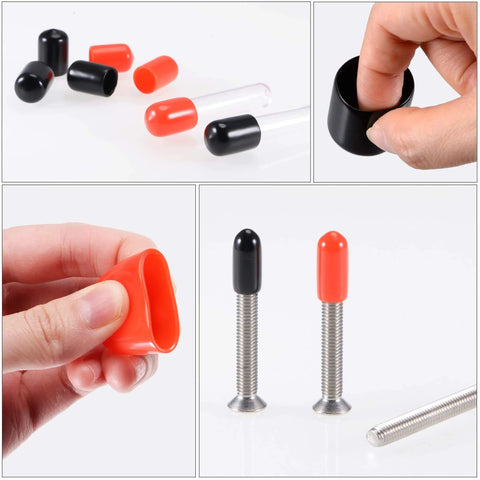 25pcs Round Rubber End Caps Protective Caps 1/4" 3/8" 1/2" 3/4" 7/8" Black Vinyl Cover Screw Thread Protectors Assortment for Metal Tubing, Screw, Bolt