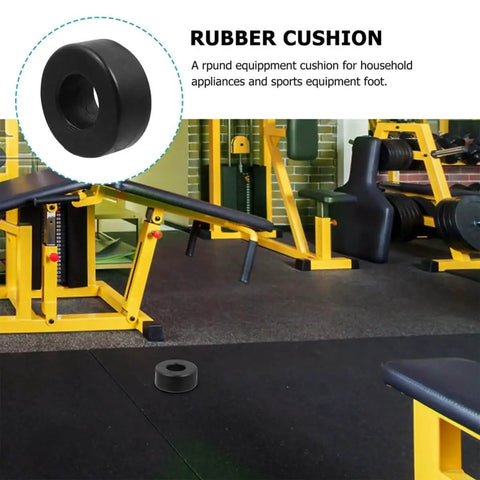 Anti Vibration Feet Pads For Gym Equipment 4 Pack Rubber Bumpers With Shock Absorbing Cushions visible in home gym