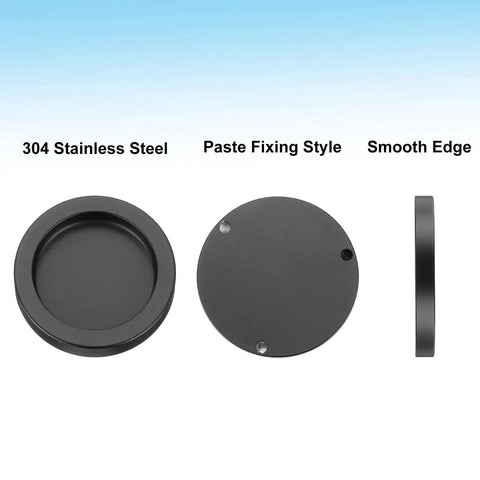 2 Pack Round Shower Glass Sliding Door Handles With Adhesive Sticker Back To Back 0.2 Inch Aluminum Alloy Mounts Black Finish