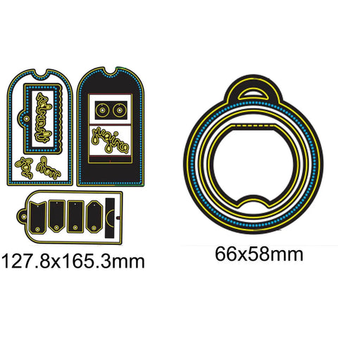 2 Sets Slider Tag Dies For Metal Cutting And Card Making For Round Tag Dies For Christmas Tags, Alphabet Dies, Paper Crafting