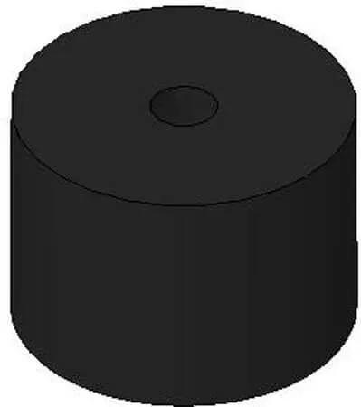 Round Bumper With Female Thread In Urethane, High Durometer 80-90 Shore A, 5/16-18 X 1/4 Thread, Black Finish, Durable Protective Bumper