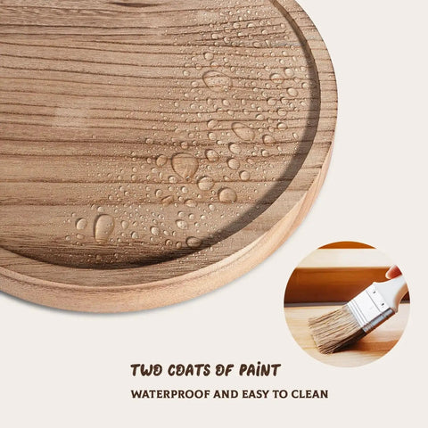 Round Wood Decorative Tray For Bathroom Counter Organizer And Farmhouse Kitchen Decor Wooden Riser 10 Inch Brown Water Resistant