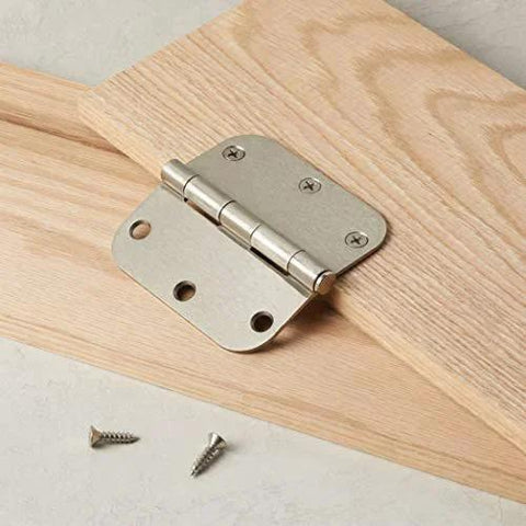Interior Door Hinge Rounded 3.5 Inch By 3.5 Inch Satin Nickel Pack Of 18 With 108 Mounting Screws
