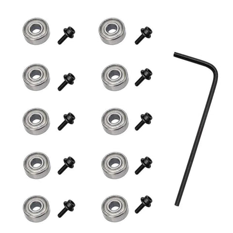10 Piece Router Bit Bearing Set Top Bearings For Flush Trim Router Bits With Inner Diameter Three Sixteenth Inch And Outer Diameter One Half Inch Includes Bearings Set Screws And Hex Key For Replacement Repair And Precise Grooving