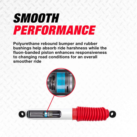 Beefed Up RS5000X RS55042 Suspension Shock Absorber, shown close-up with polyurethane bumper and rubber bushings
