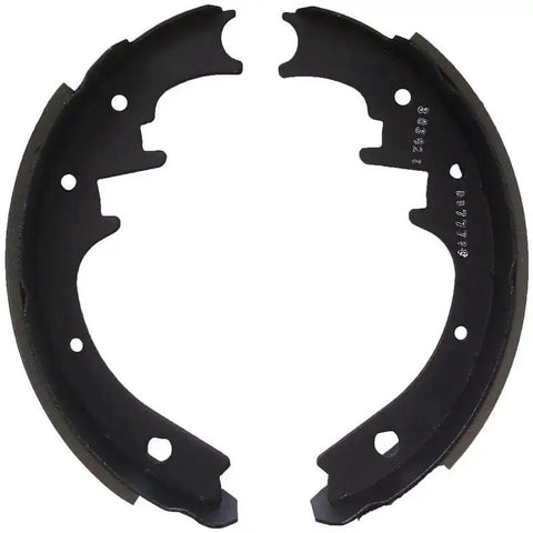 1991 Hyundai Sonata Rear RS599 Drum Brake Shoe Set, black brake shoes with detailed fitting slots and holes.