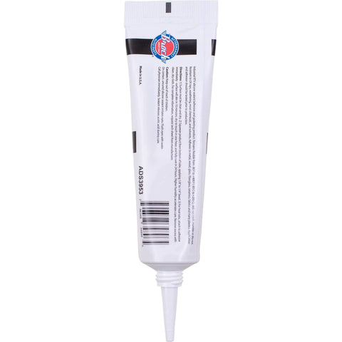 Back of a 2.8 oz tube of High Heat RTV Sealant And Automotive Adhesive For Heat Tabs, Gaskets, And More, Industrial Grade Silicone