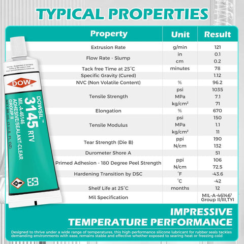 Heavy Duty High Temp Waterproof Sealed RTV Silicone Adhesive 90ml 3oz For Electronics Housings Battery Panels Mil A 46146 Grade